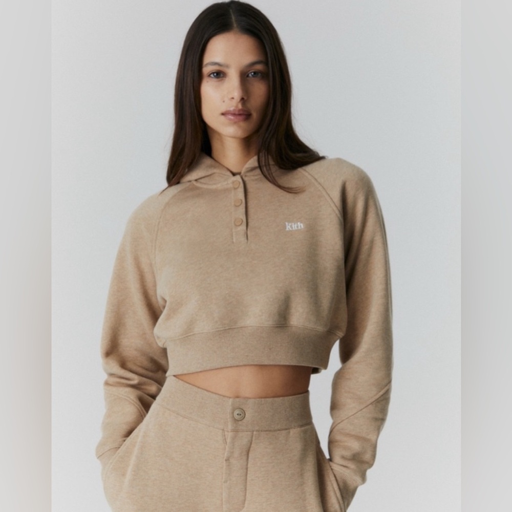 Kith Women’s Hillside Henley Hoodie “coffee heather” size small.